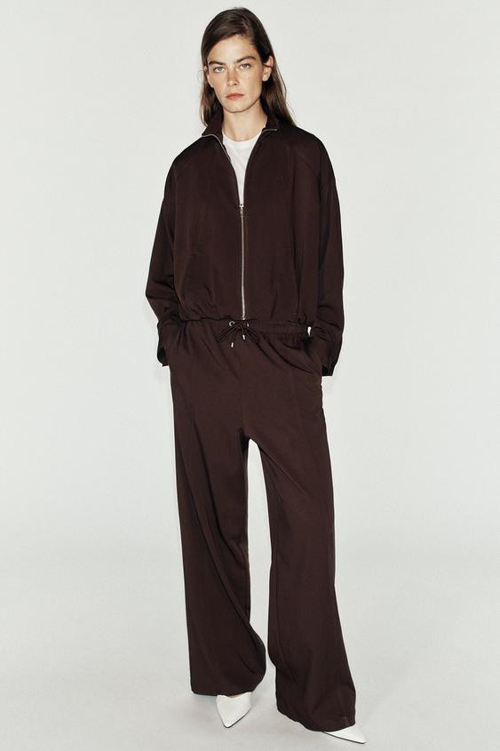Zara - High Neck Bomber Jacket - Brown - S - Woman | Zara UK