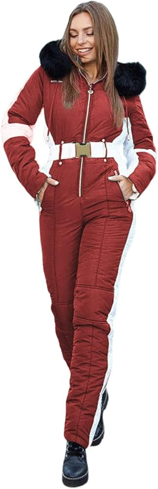 Yousify Womens Snow Suits Winter Ski Suit Onesie Outdoor Sports Waterproof Snowsuit Removable Fau... | Amazon (US)