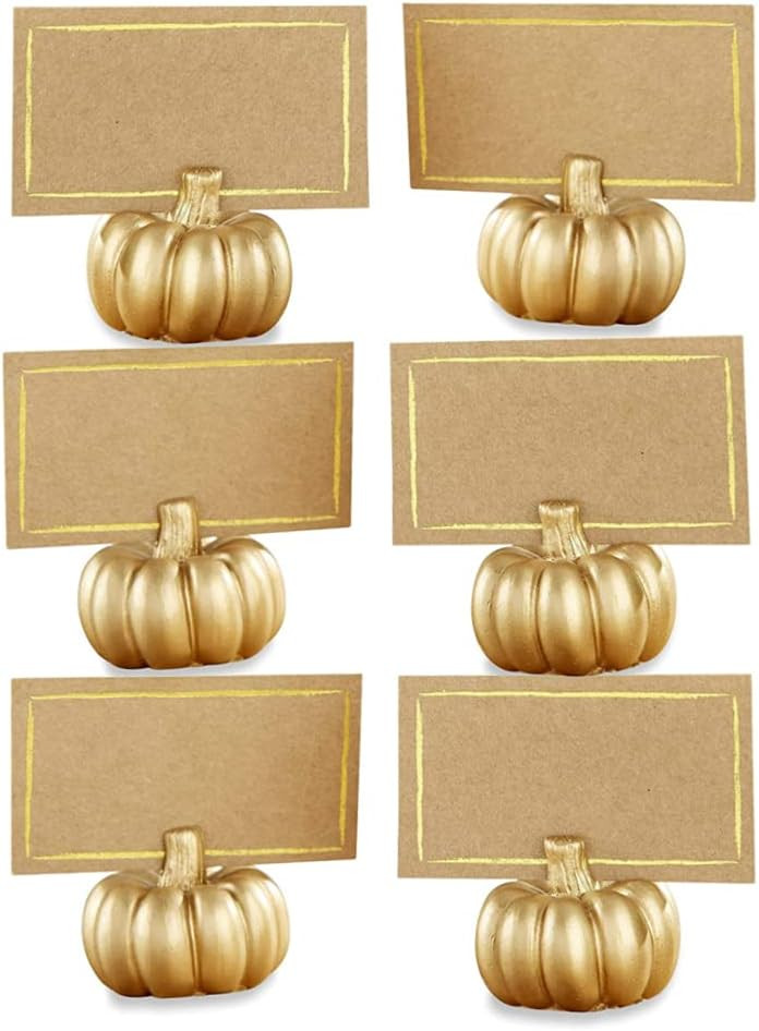Kate Aspen Fall Decor Mini Gold Pumpkin Place Card Holder (Set of 6), Perfect for Thanksgiving Ta... | Amazon (US)