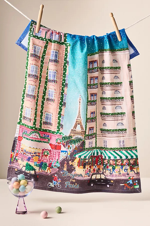 Holiday in the City Dish Towel | Anthropologie (US)