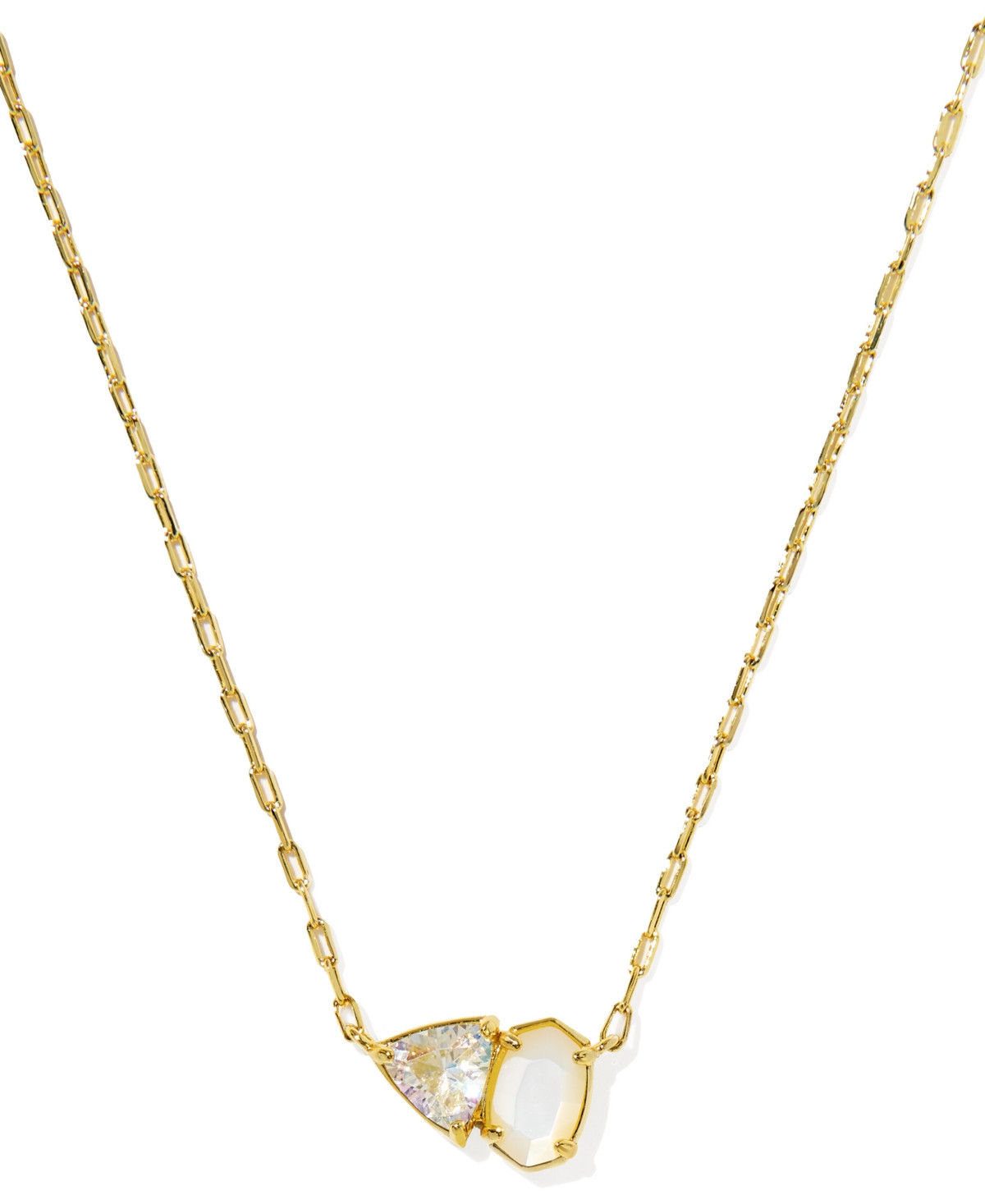 Kendra Scott Gold Plated Glass-Stone Pendant Necklace - Gold Neutral Mix | Macy's