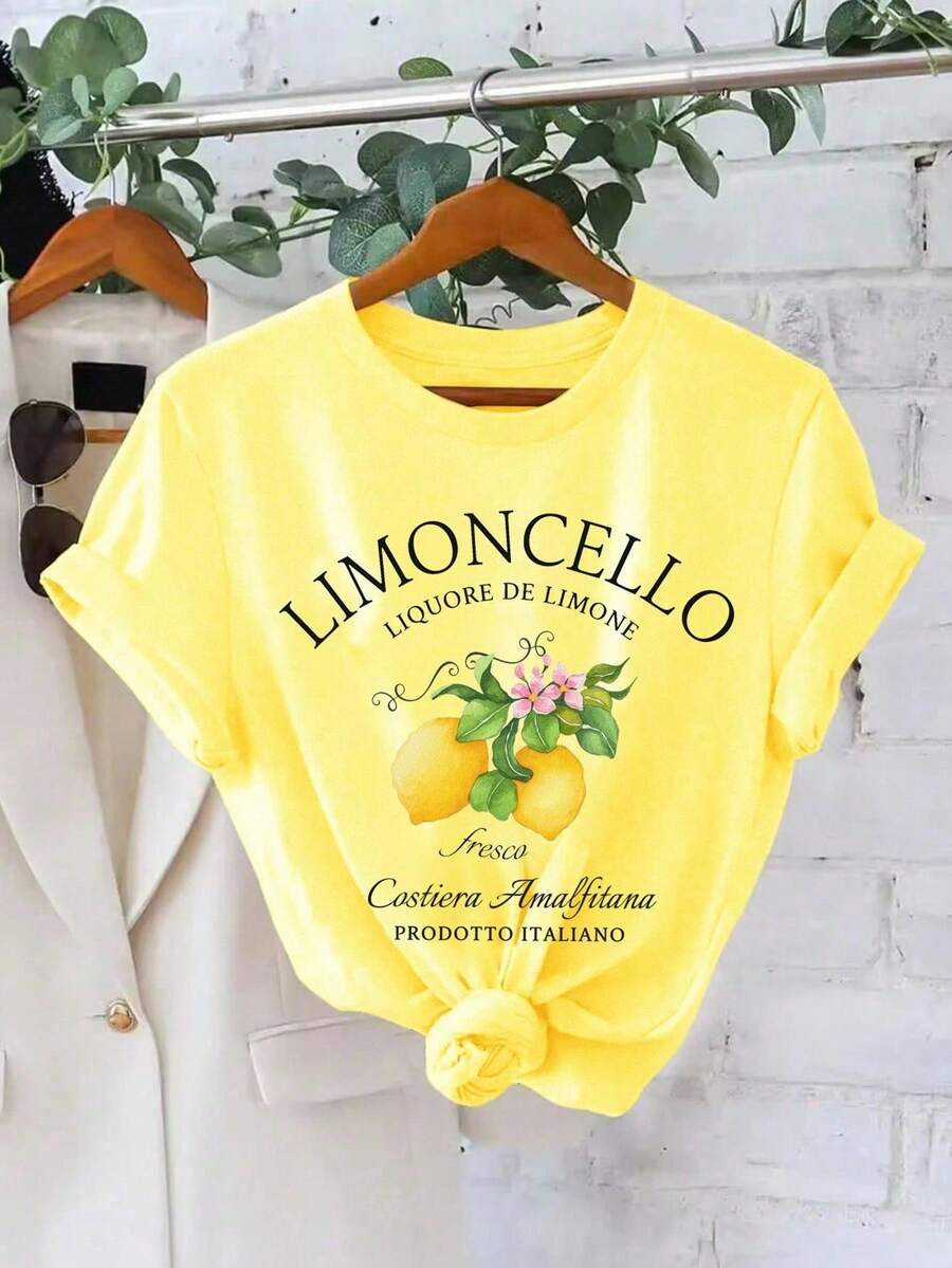 SHEIN Holidaya Limoncello T-Shirt, Amalfi Coast Italy Lemons T-Shirt | SHEIN