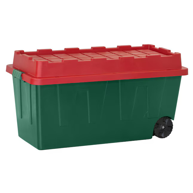 Holiday Living X-large 64 -Gallons ( 256 -Quarts ) Green Heavy Duty Rolling Stackable Tote with L... | Lowe's