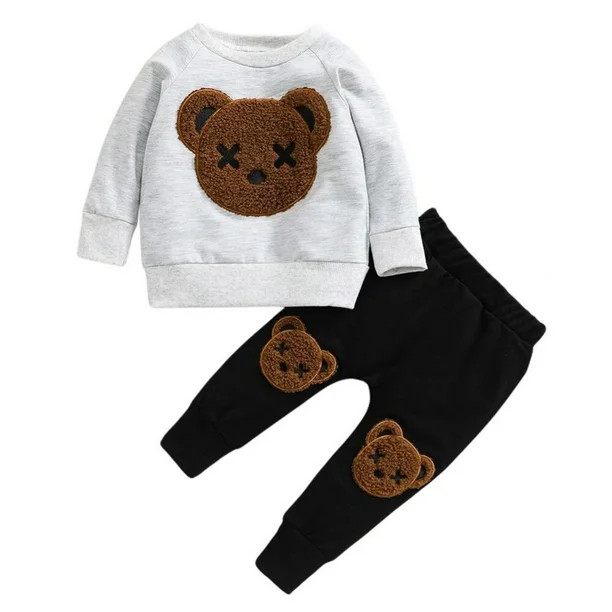 Patgoal Children's Bear Sweater Pants 2pcs Set Pullover Sweatshirt Long Sleeve - Walmart.com | Walmart (US)