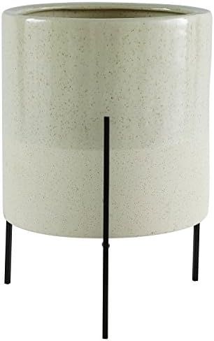 Amazon Brand – Rivet Mid-Century Ceramic Planter with Iron Stand, 17"H, Pale Green | Amazon (US)