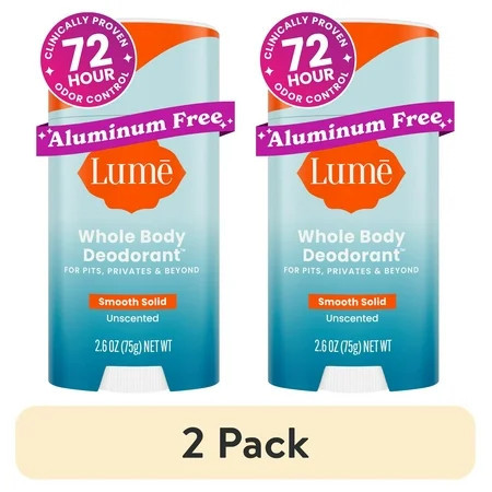 (2 pack) Lume Whole Body Women's Deodorant - Smooth Solid Stick - Aluminum Free - Unscented - 2.6oz | Walmart (US)