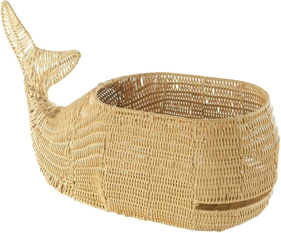 Kaplan Early Learning Whale Washable Wicker Floor Basket | Ocean-Inspired Woven Rattan Storage Bi... | Amazon (US)