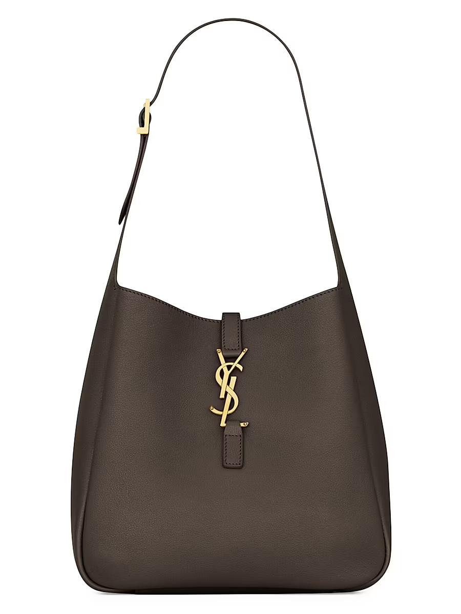 Women's Le 5 à 7 Supple Small Shoulder Bag in Grained Leather - Arabica | Saks Fifth Avenue