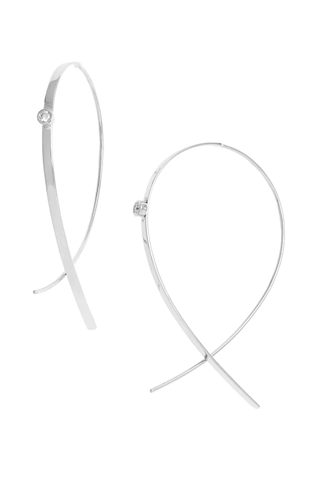 'Small Upside Down' Diamond Hoop Earrings | Nordstrom