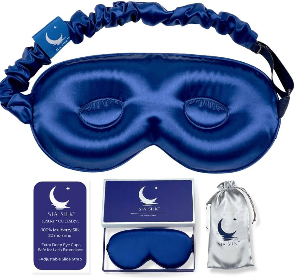 Silk Sleep Mask with Eye Cups – No-Pressure 3D Eye Mask for Sleeping with Eyelash Extensions – Made  | Amazon (US)