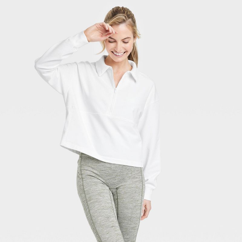 Women's French Terry Polo Sweatshirt - All in Motion™ | Target
