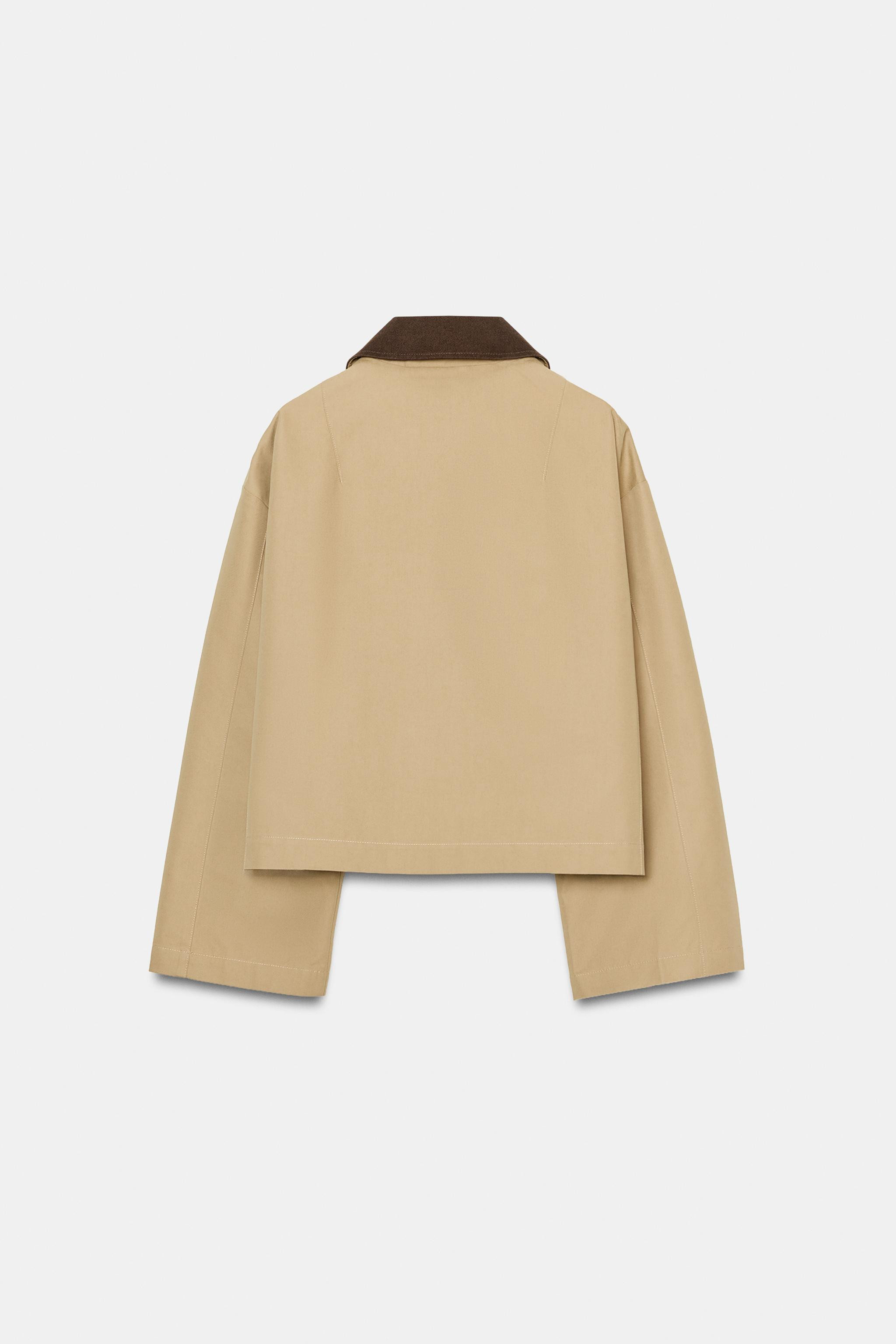SHORT TRENCH COAT WITH CONTRAST COLLAR | Zara UK