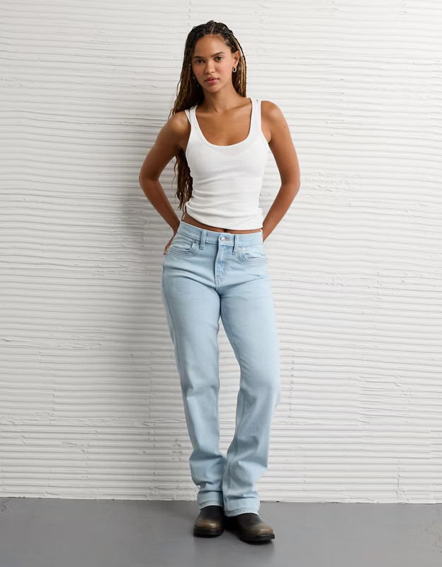AE Stretch Curvy Straight Jean | American Eagle Outfitters (US & CA)