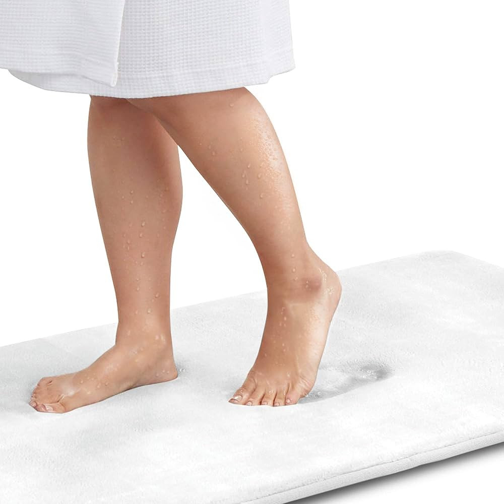 Genteele Bath Mats for Bathroom Non Slip - White 17" x 24" Memory Foam - Quick Dry | Amazon (US)