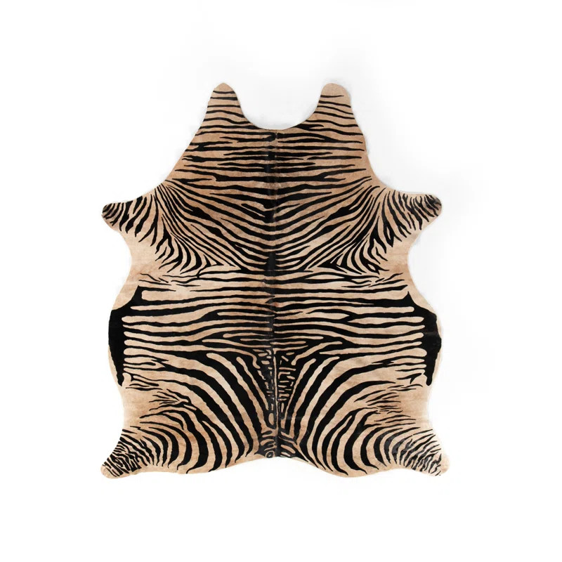 Mateo Cowhide Animal Print Area Rug in Zebra Hair On Hide | Perigold