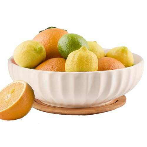 Opeikla Ceramic Fruit Bowl for Home Kitchen Decor, 10" Large Fruit Basket with Removable Multifunctional Bamboo Plate, Decorative Fruit Storage for Table Countertop, Fruit and Vegetable Holder | Amazon (US)