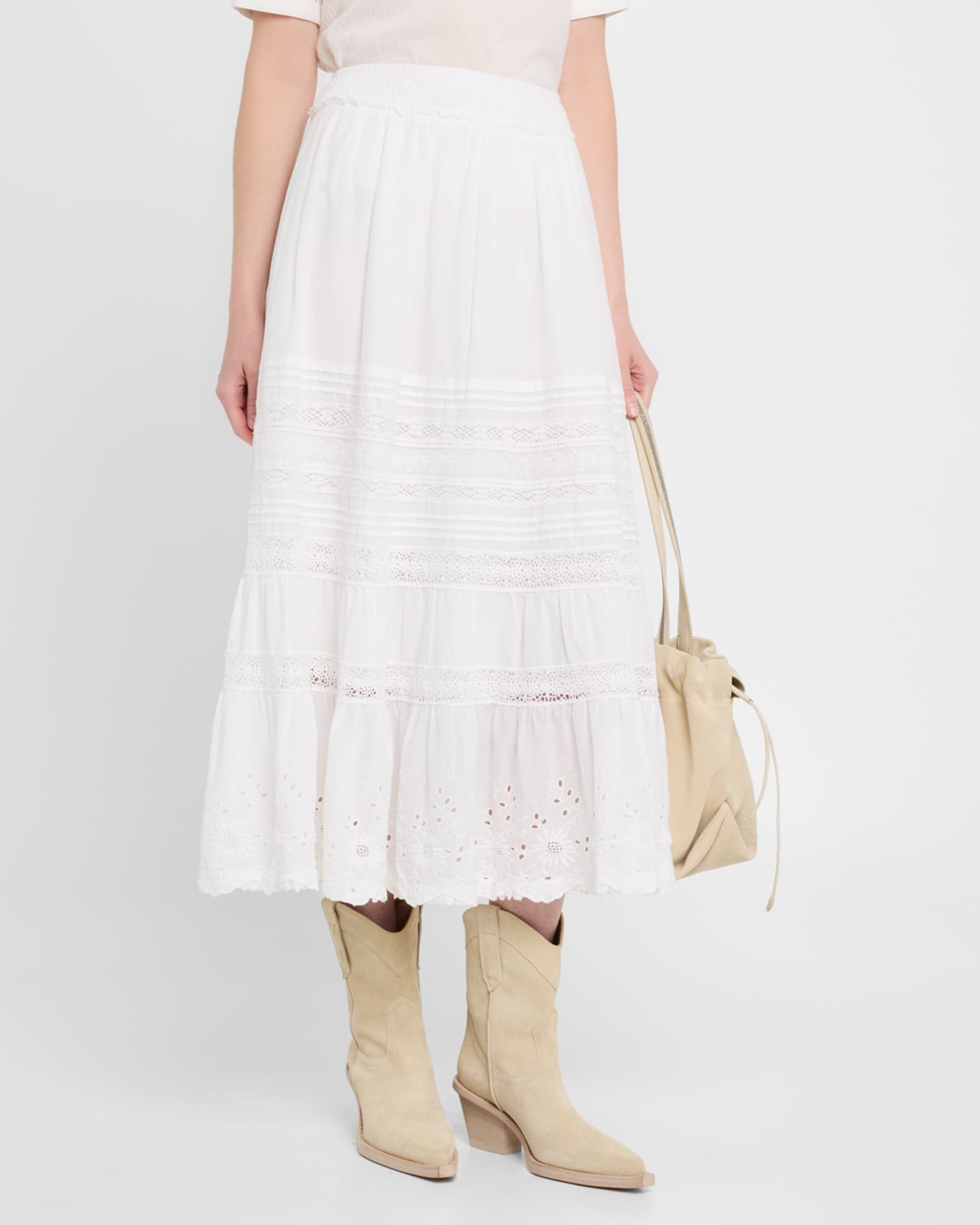 Lace-Trim Cotton Voile Skirt | Neiman Marcus
