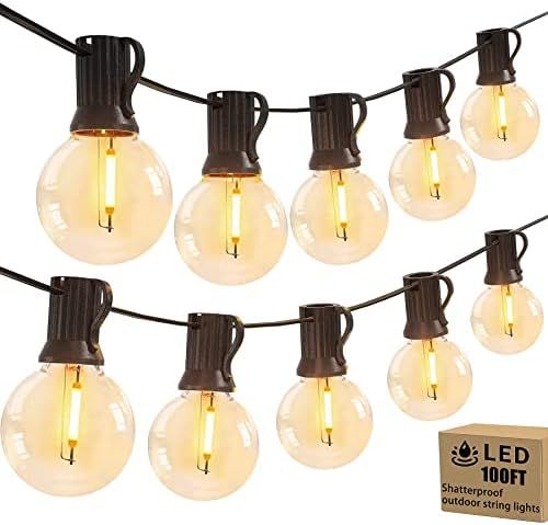 Outdoor String Lights 100ft G40 Globe Outdoor Lights with 52 Waterproof Shatterproof LED Bulbs(2 Spa | Amazon (US)