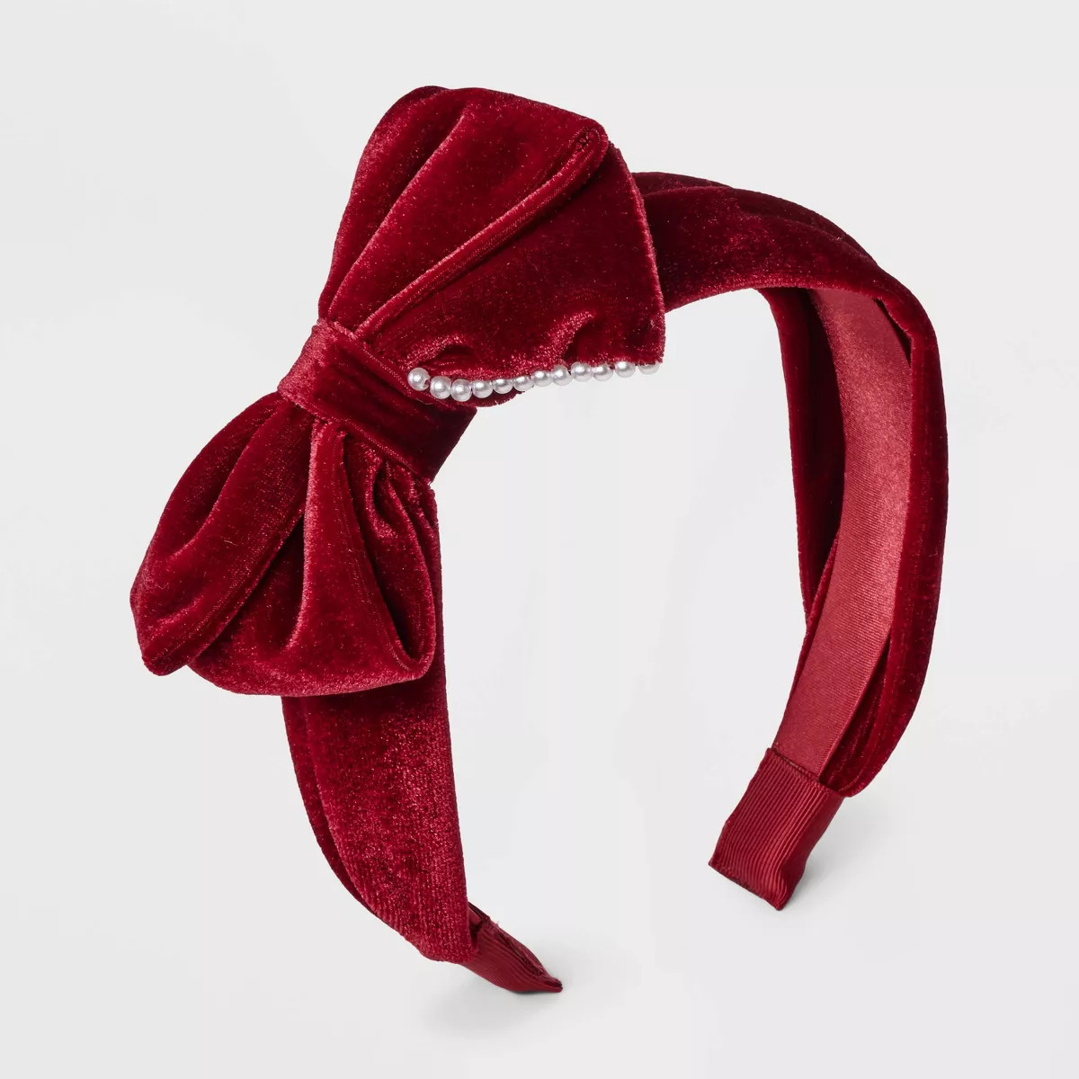 Girls' Velvet Bow with Pearls Headband - Cat & Jack™ Red | Target