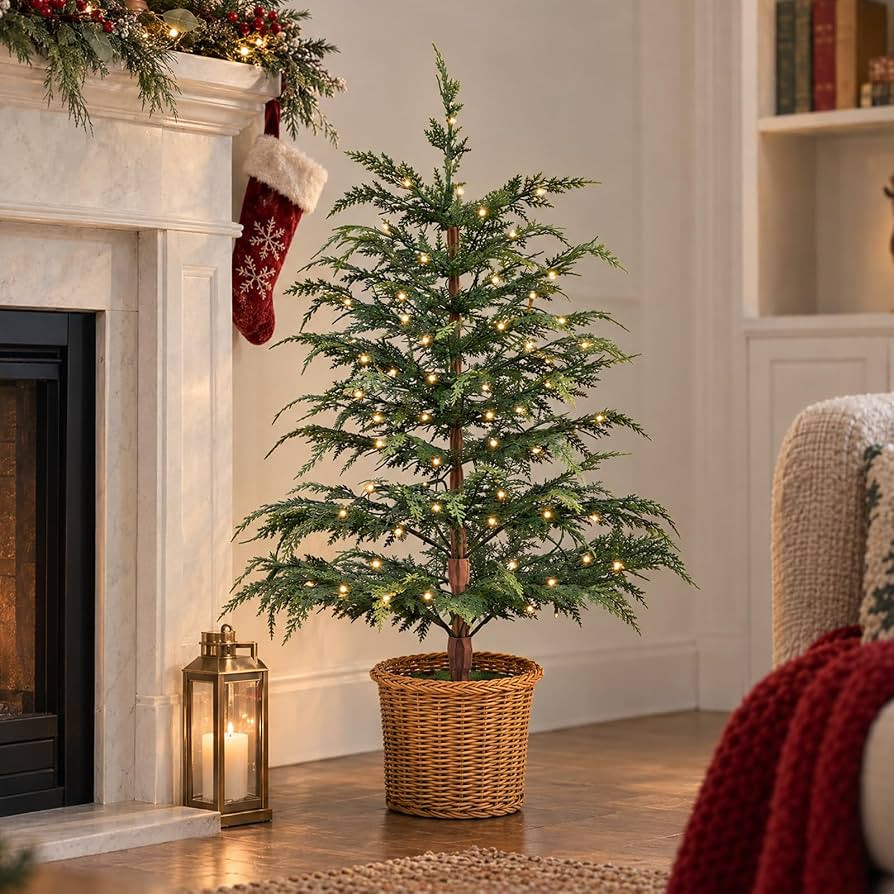 Christmas Decorations 3FT Pre-Lit Artificial Cypress Christmas Tree | Amazon (US)