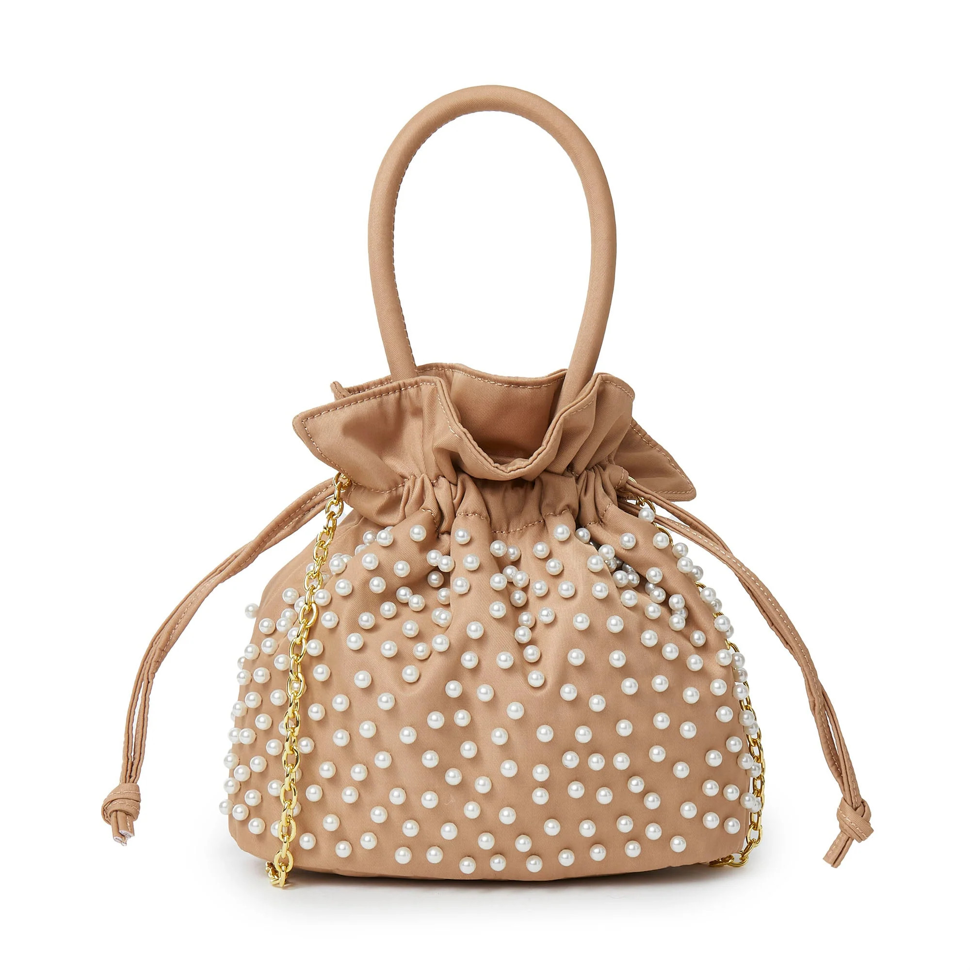 KHAKI PEARL SIA DRAWSTRING BAG | LELE SADOUGHI