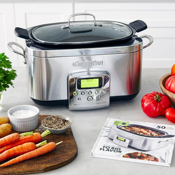 GreenPan™ Premiere Stainless-Steel Slow Cooker + The Slow Way To Big Flavor Cookbook | Williams-Sonoma
