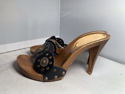 Vintage 80s Candies Style Sandals High Heels Slides Sexy Black Embellished 6 /37  | eBay | eBay CA