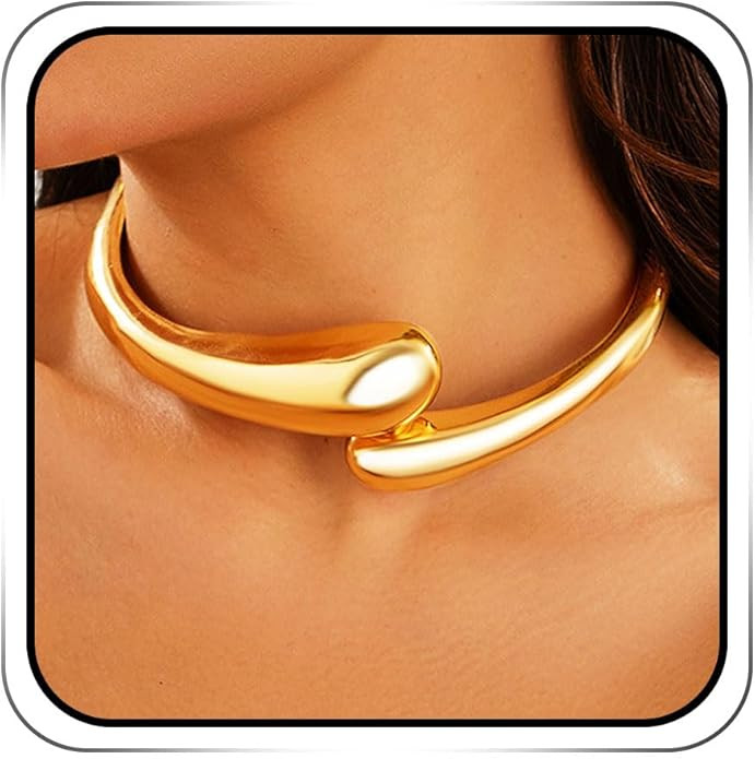 ACEDRE Chunky Gold Cuff Choker Necklace Statement Jewelry for Women | Amazon (US)