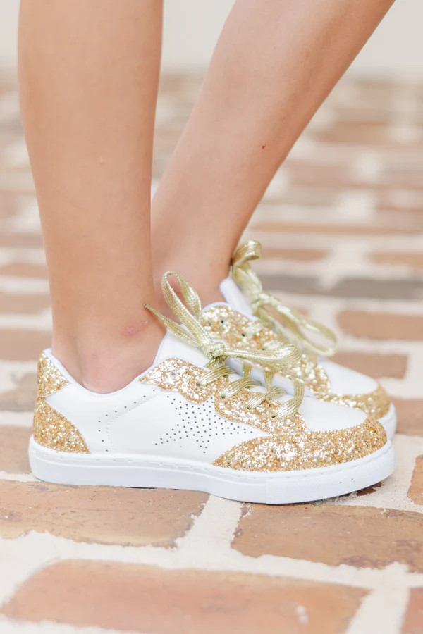 Girls: Get A Move On Gold Star Sneakers | The Mint Julep Boutique