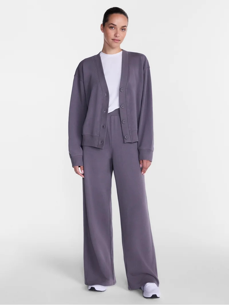 Athletic Works Women's and Women's Plus French Terry Wide Leg Pants, 31" Inseam, Sizes XS-4X | Walmart (US)