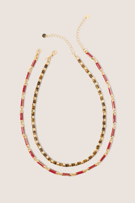 EVEREVE Women's Jay Enamel Chain Necklace, Gold | Evereve