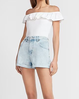 Super High Waisted Rolled Mom Jean Shorts | Express