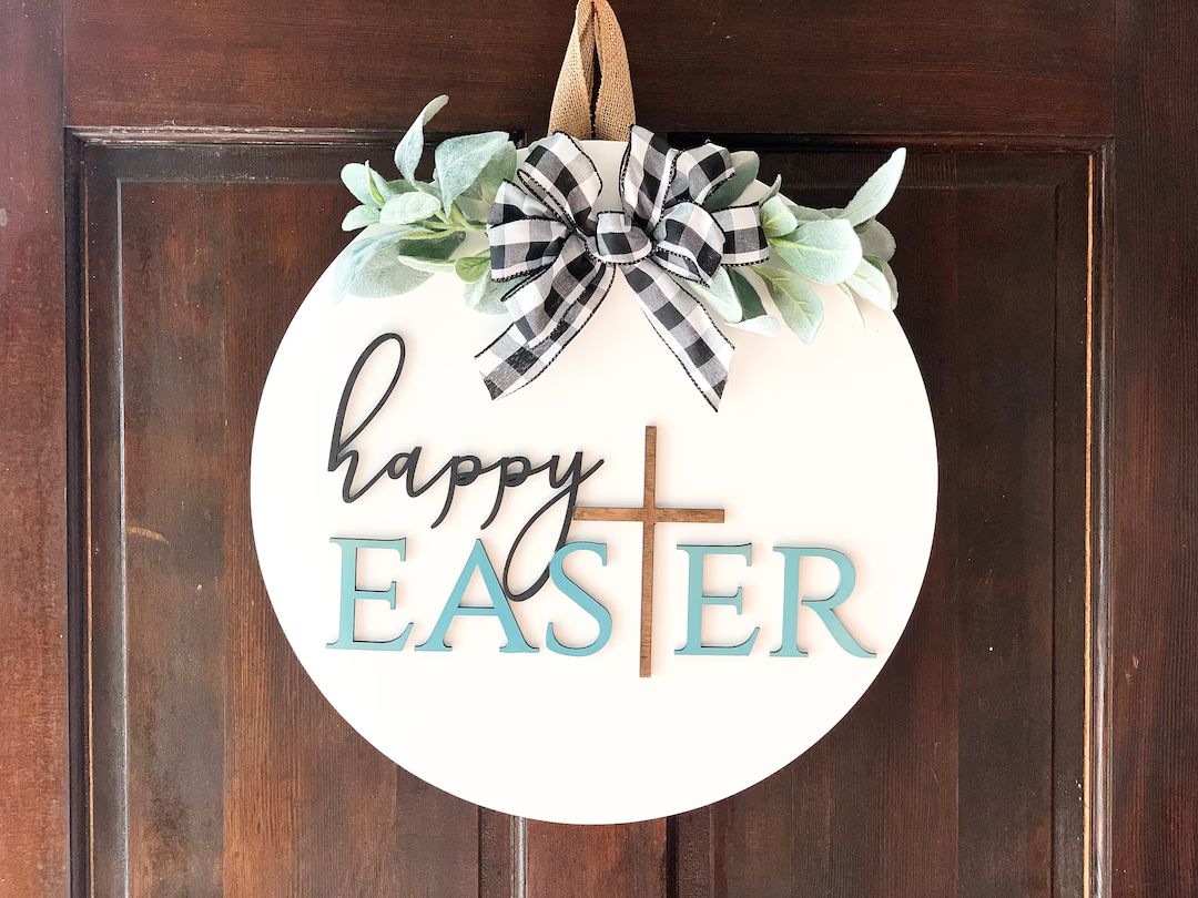 Easter Door Hanger | Happy Easter Wreath | Easter Front Door Wreath | Spring Door Hanger | Etsy (US)