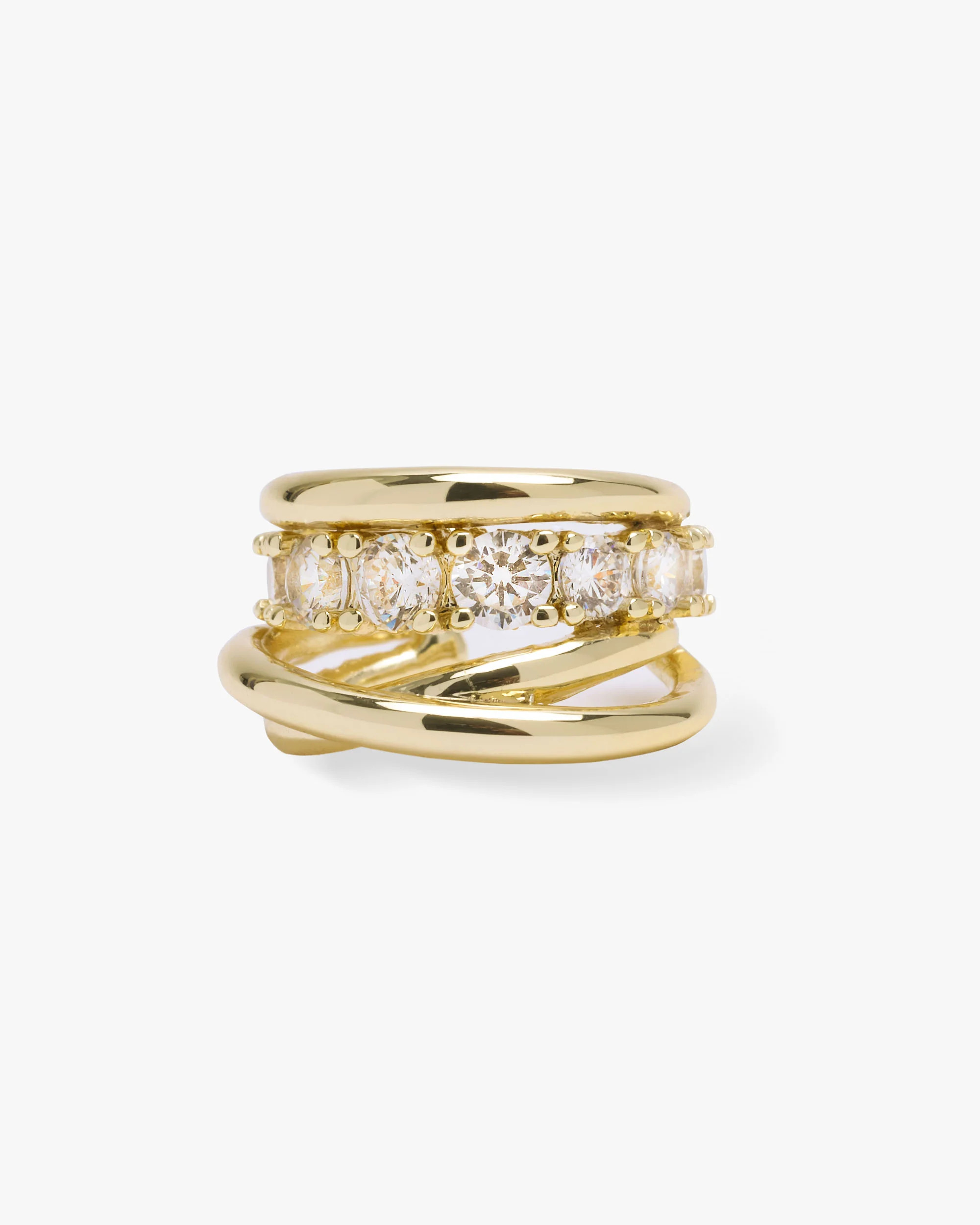 "Oh She Fancy" Layered Diamond Ear Cuff - Gold|White Diamondettes | Melinda Maria Jewelry