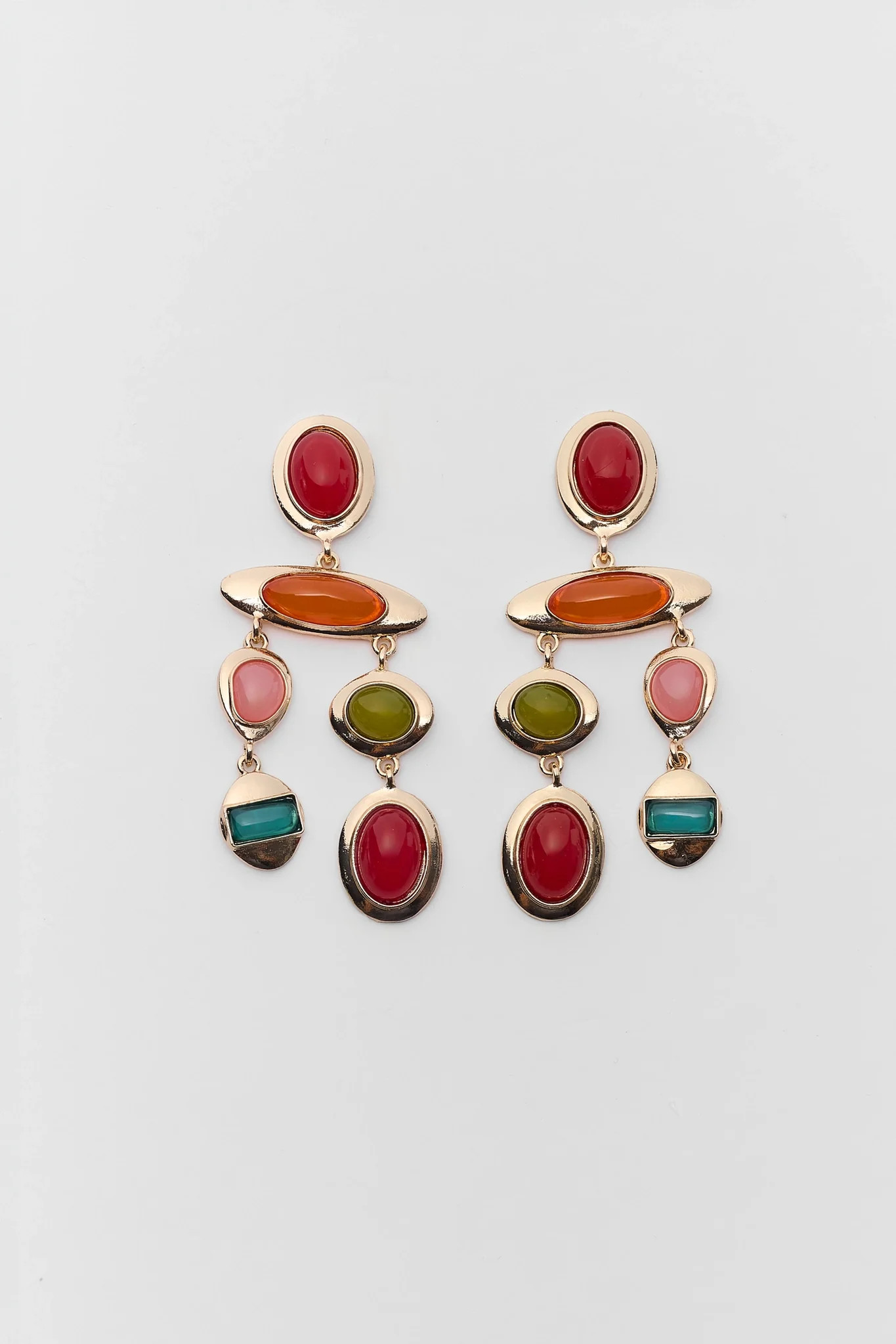Gold Mixed Stone Drop Earrings | Avara