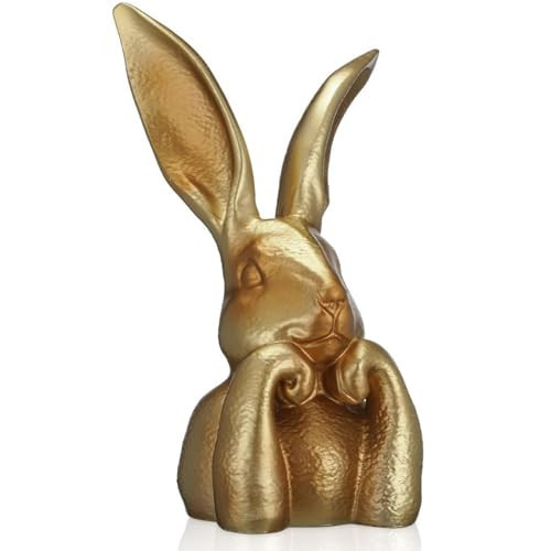 Easter Bunny Figurines, Gold Home Decor Resin Rabbit Statue, Easter Table Decor, Large Rabbit Figurines Easter Table Centerpiece Decorative Bunny Sculpture Gift for Home Living Room Decor (1PCS) | Amazon (US)