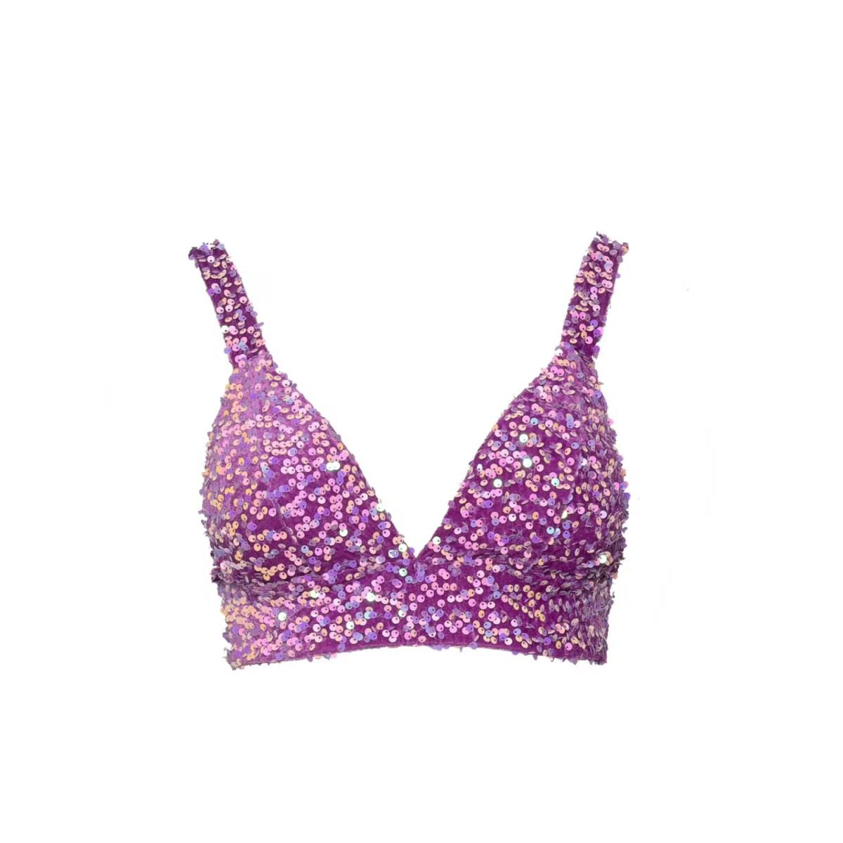 Liza Sequin Bra Top In Purple Alexandrite | Wolf & Badger