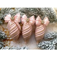Blush Pink Christmas Ornaments Icicles Girl Decor Vintage Ornament With Rhinestones & Brooches Xmas Tree 2024 | Etsy (US)