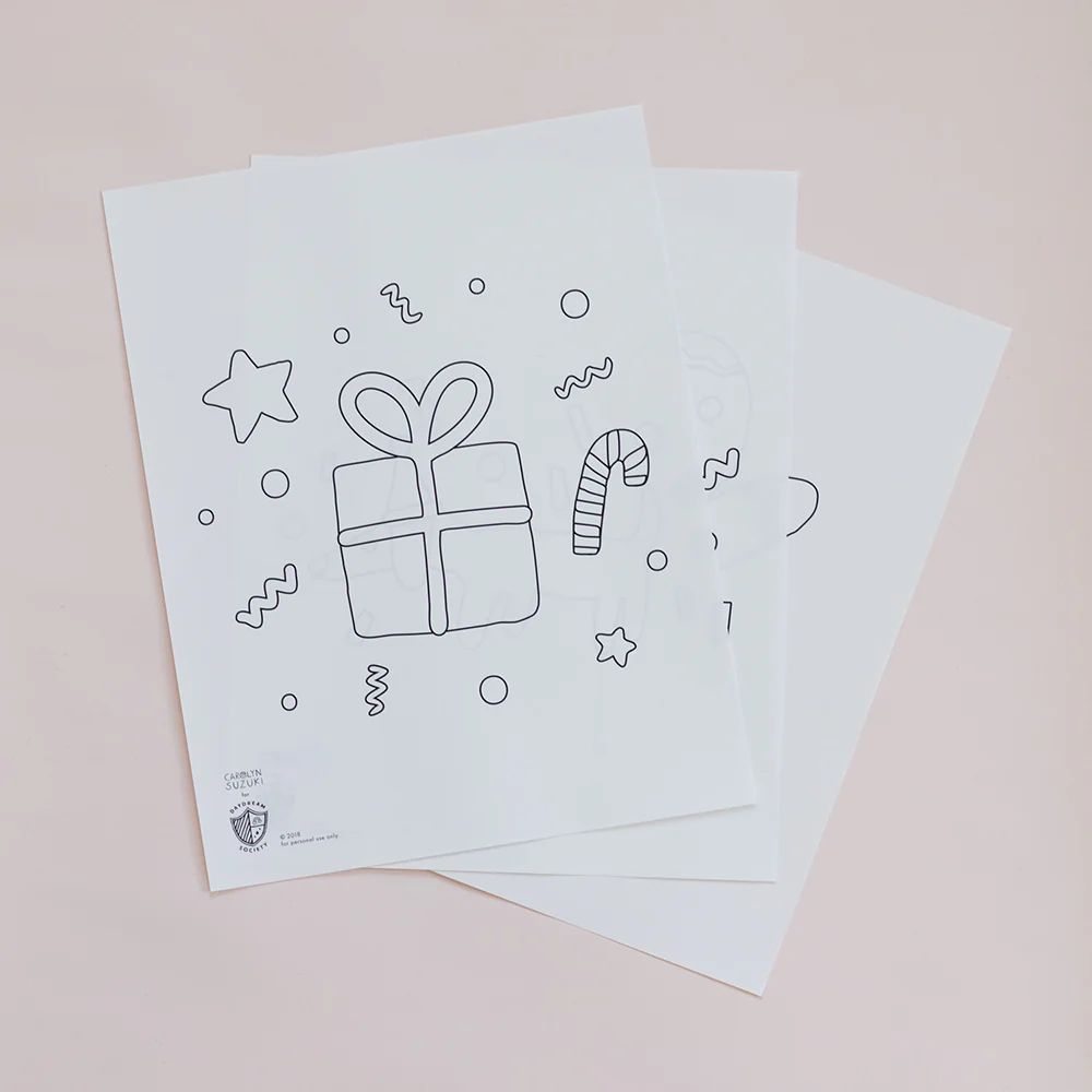 merry + bright coloring pages | Daydream Society