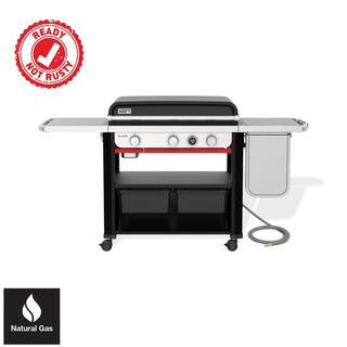 Slate Griddle 3-Burner Natural Gas 30 in. Flat Top Grill in Black with Extendable Side Table | The Home Depot