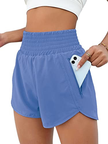BMJL Women's Athletic Shorts High Waisted Running Short Pocket 2.5" Sporty Shorts Gym Elastic Workout Shorts(XS,Blue54) | Amazon (US)