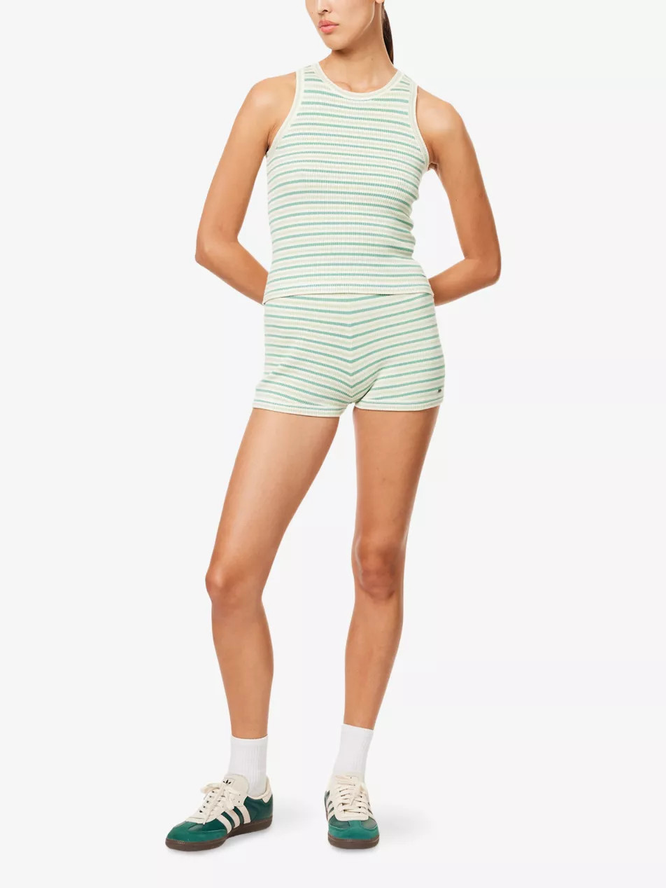 Stripe-Print Mid-Rise Ribbed-Knit Shorts | Selfridges
