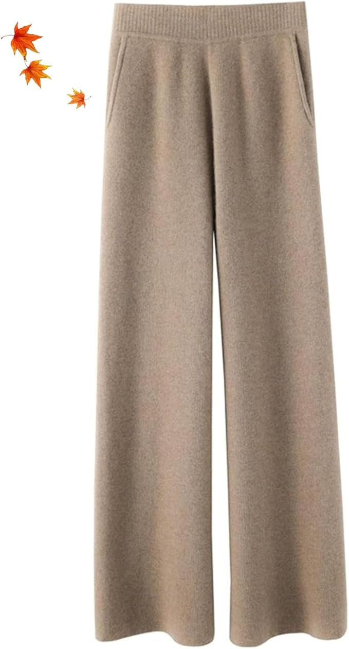 MAOAEAD Women's Cashmere Comfort Pants, Soft Wool Knit Trousers Fall Winter Casual Dressy Elastic... | Amazon (UK)