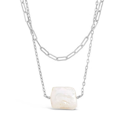 SHINE by Sterling Forever Chain Link and Pearl Layered Necklace - silver | Target