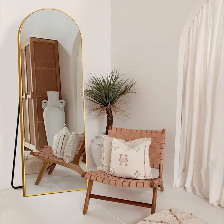 Arch Floor & Full Length Gold Framed Wall Mirror | Wayfair North America