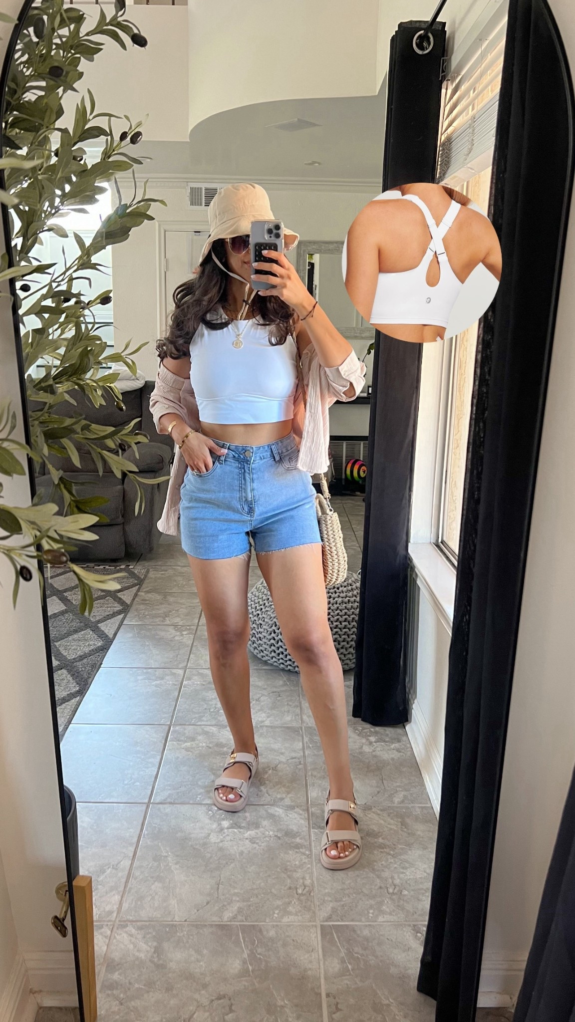 Today’s outfit 
Sports bra swim tank size medium
Shorts size 6
Button down size medium 
Bucket hat is $5

#LTKStyleTip #LTKFindsUnder50 #LTKSeasonal