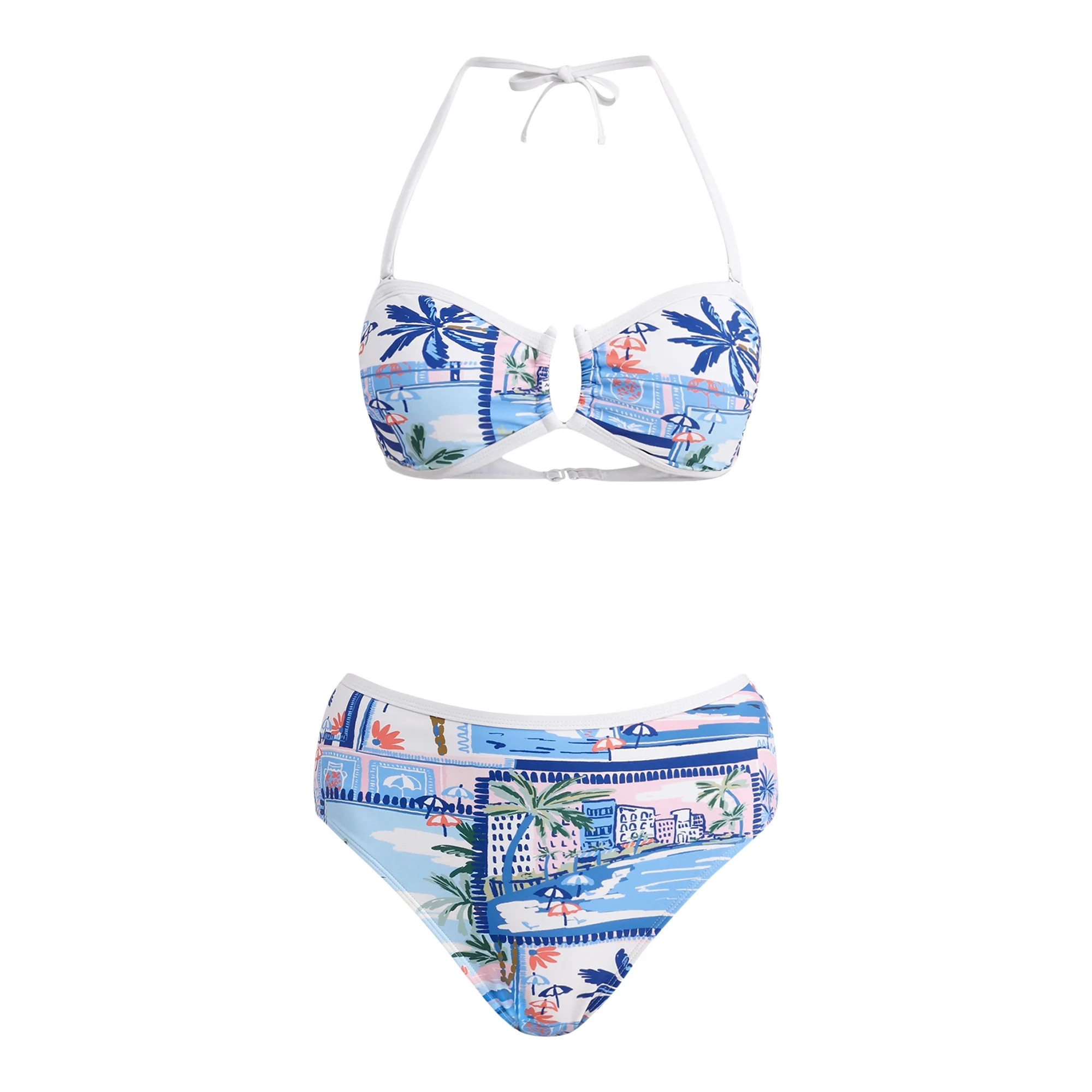 Time and Tru Women’s and Women’s Plus Scenic Print Bandeau Bikini Top, Sizes XS-2X | Walmart (US)