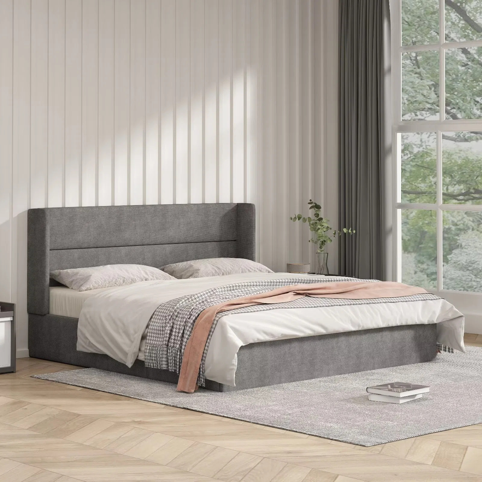 Annek Lift Up Storage Bed, Upholstered Platform Bed with Hydraulic Storage System, Wingback Headb... | Wayfair North America
