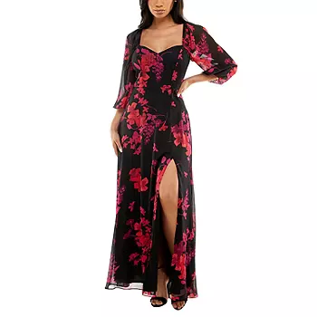 Premier amour long hotsell sleeve floral maxi dress