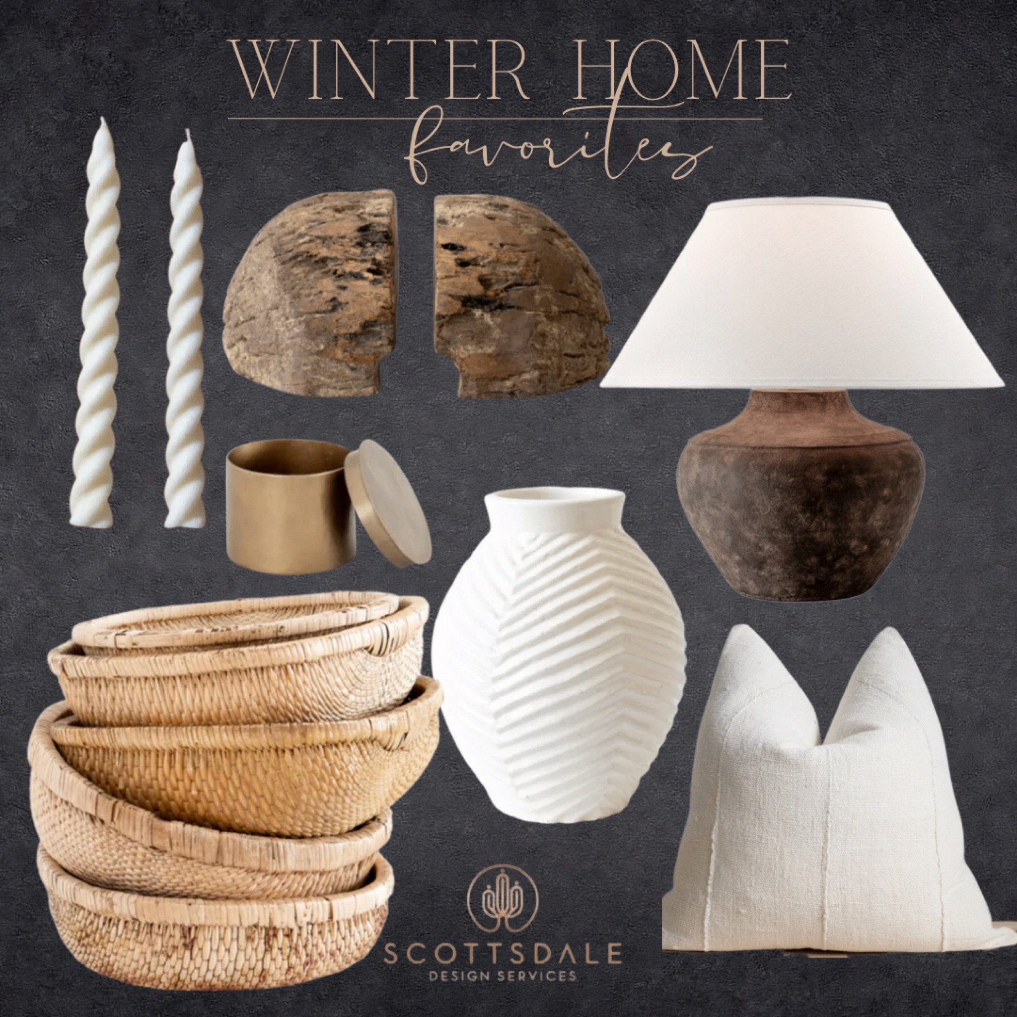 Neutral home favs for winter and beyond🤍

Clay pot, primitive basket, white vase, taper candles, bookends, neutral throw pillow, table lamp, brass box

#LTKhome #LTKFind
